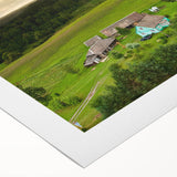 Art deco poster of a European Lithuanian scenery in muted earth tones on rolled canvas, suitable for dining room decor.