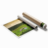 Extra large rolled print featuring a serene Lithuanian landscape with soft floral elements.