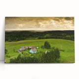 Black and white photograph of a European cityscape printed on large stretched canvas, suitable for kitchen wall art.