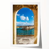 Extra large rolled print of a scenic Malta landscape with vibrant blue and green tones, ideal for art wall dining room.
