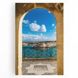 Black and white stretched canvas of a European Malta scenery, ideal for kitchen wall art or bedroom ambiance.