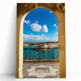 Black and white photo of Malta scenery on large stretched canvas, ideal for kitchen wall art.
