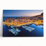 Black and white photo of Monaco scenery on large stretched canvas, ideal for kitchen wall art.