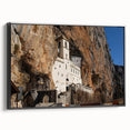 Black and white landscape art painting of Montenegro on a framed canvas, suitable for bedroom wall decor.