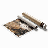 Rolled print of a Montenegro landscape featuring vibrant greenery and floral designs, ideal for classy bathroom wall art.