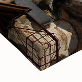 Large art of a black and white landscape painting of Montenegro on stretched canvas, suitable for bedroom wall decor.