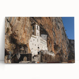 Black and white photograph of a Montenegrin landscape on a large stretched canvas, suitable as kitchen wall art.