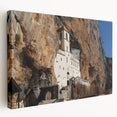Large art print of a Montenegro scenery on stretched canvas, featuring vivid blue and green tones.