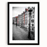 Extra large abstract art print of Amsterdam with vibrant colors on textured canvas, ideal for living room decor.