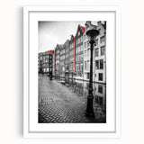 Textured art depicting abstract Amsterdam scenery in muted earth tones on a framed white mat, suitable for bedroom decor.