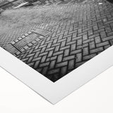 Art deco poster of Amsterdam scenery in muted earth tones on rolled canvas, suitable for dining room wall art.