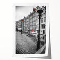 Rolled print of Amsterdam scenery with vibrant twilight hues, perfect for dining room wall art.