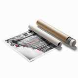 Rolled print of Amsterdam canal scene with vibrant floral accents, ideal for classy bathroom wall art.