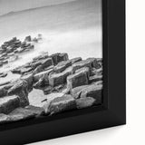 Extra large framed canvas of a textured black wall art depicting a colorful Northern Ireland scenery.