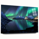 Large abstract wall art of a Norwegian landscape on acrylic glass, featuring muted earth tones.