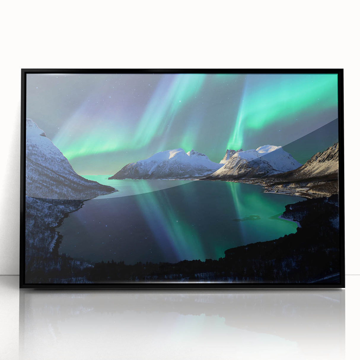 Large abstract wall art depicting a Norwegian landscape in muted earth tones on a framed acrylic.
