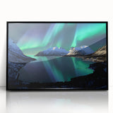 Large abstract wall art depicting a Norwegian landscape in muted earth tones on a framed acrylic.