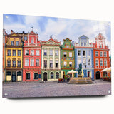 Acrylic print of a European cityscape in muted tones, ideal for bedroom or dining room decor.