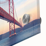Large abstract wall art of Lisbon scenery in muted earth tones on acrylic glass, ideal for dining room art.