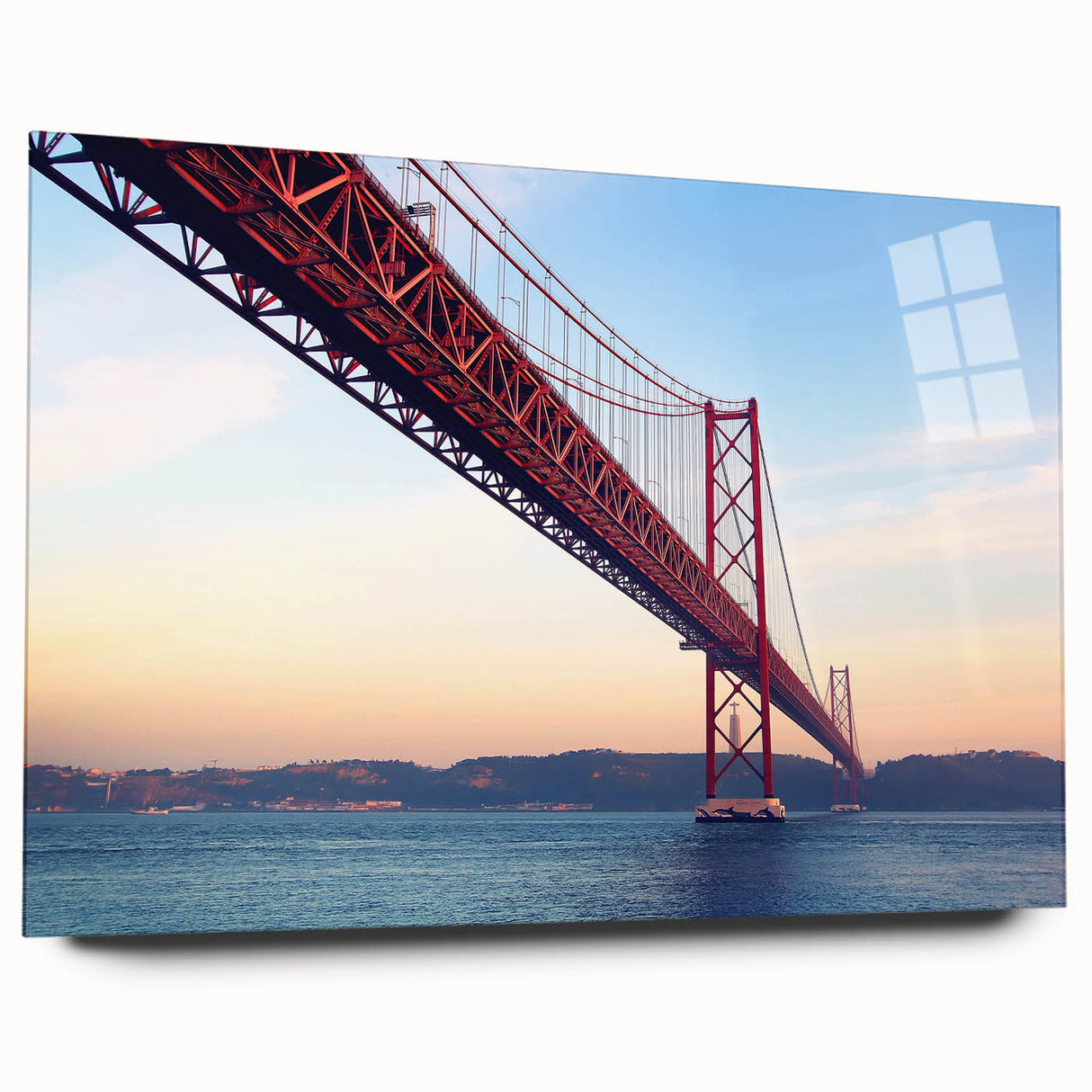 Acrylic print of a Lisbon scenery in muted earth tones, ideal for bedroom or dining room art.