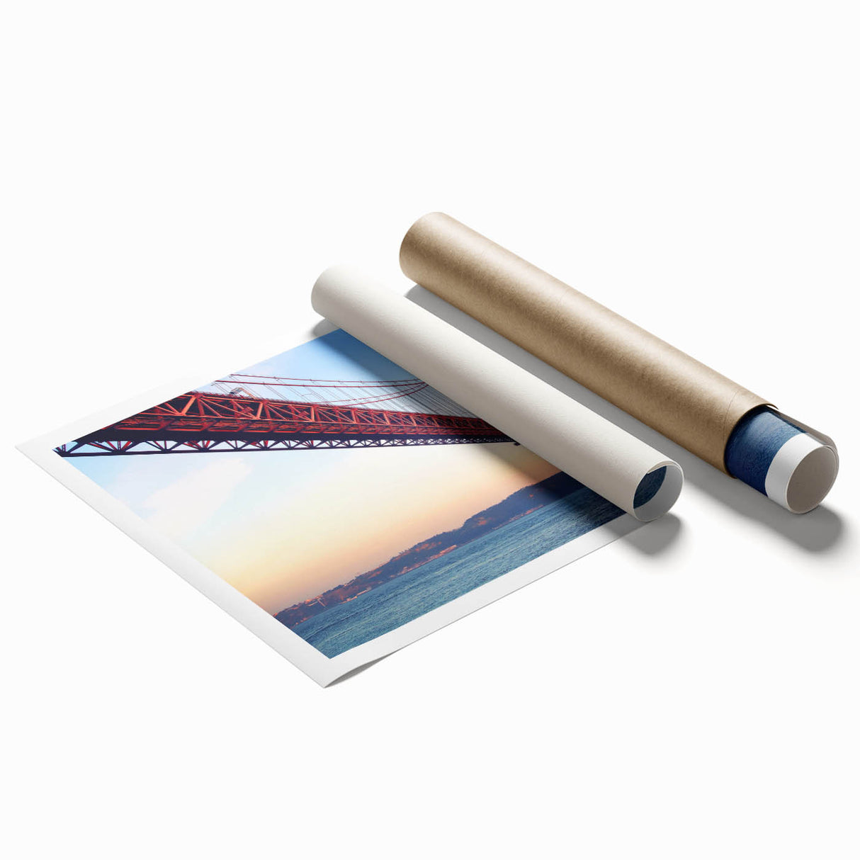Extra large rolled print of Lisbon scenery with vibrant floral elements, ideal for classy bathroom wall art.