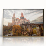 Art deco poster of a Romanian landscape in pastel shades, framed acrylic, ideal for modern art wall decor.