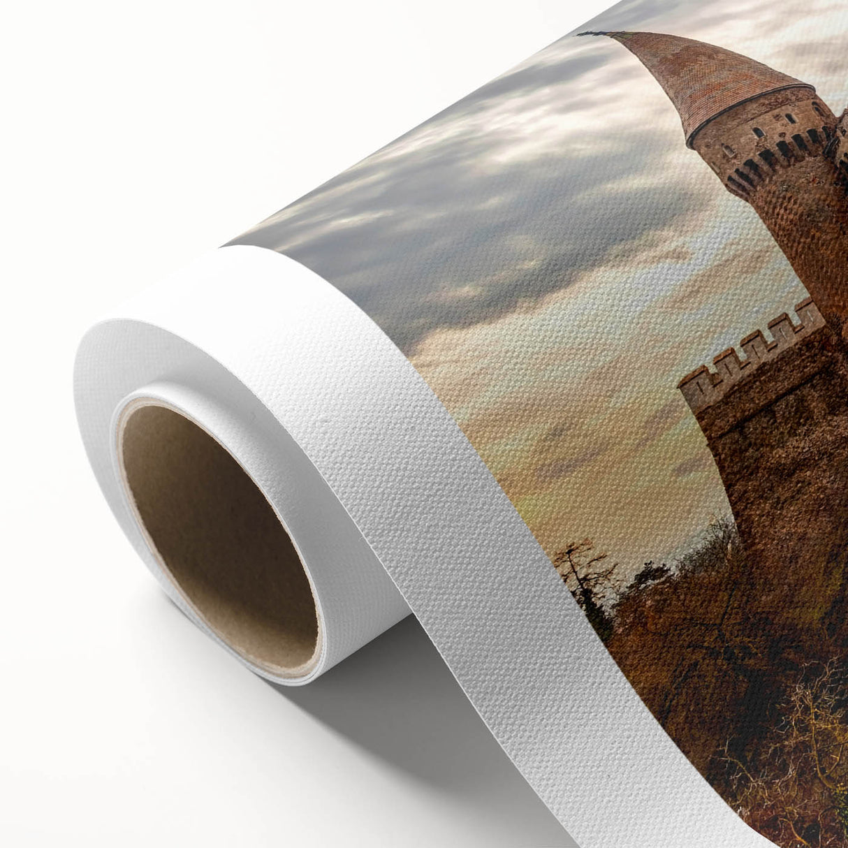 Art Deco poster of a European Romanian scenery in pastel shades on rolled canvas, ideal for nursery wall art.