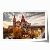 Rolled print of a Romanian landscape featuring bright floral elements in a large format, ideal for dining room wall art.