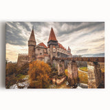 Black and white photograph of a Romanian village on stretched canvas, ideal for kitchen wall art.