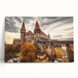 Black and white photograph of a European cityscape on stretched canvas, ideal for kitchen wall art.