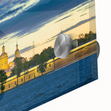 Acrylic glass print of a large abstract depiction of St. Petersburg in muted earth tones, ideal for dining room art.