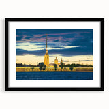 Abstract art print of a colorful European cityscape, featuring vibrant hues on a textured, extra-large canvas.