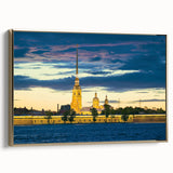 Framed canvas featuring a vintage-style landscape painting of St.