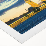 Art deco poster of St. Petersburg skyline in muted sepia tones on rolled canvas, suitable for dining room wall art.