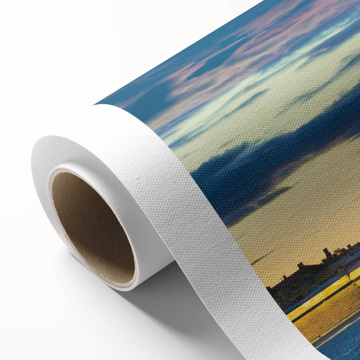 Art Deco poster of St. Petersburg scenery on rolled canvas, in cool blue tones, ideal for nursery wall art or dining room.