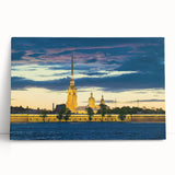 Black and white photo of Saint Petersburg scenery on large stretched canvas, ideal for kitchen wall art.