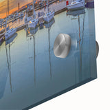 Large abstract wall art featuring a mid-century modernist scene of Sochi, Russia, in muted earth tones on acrylic glass.