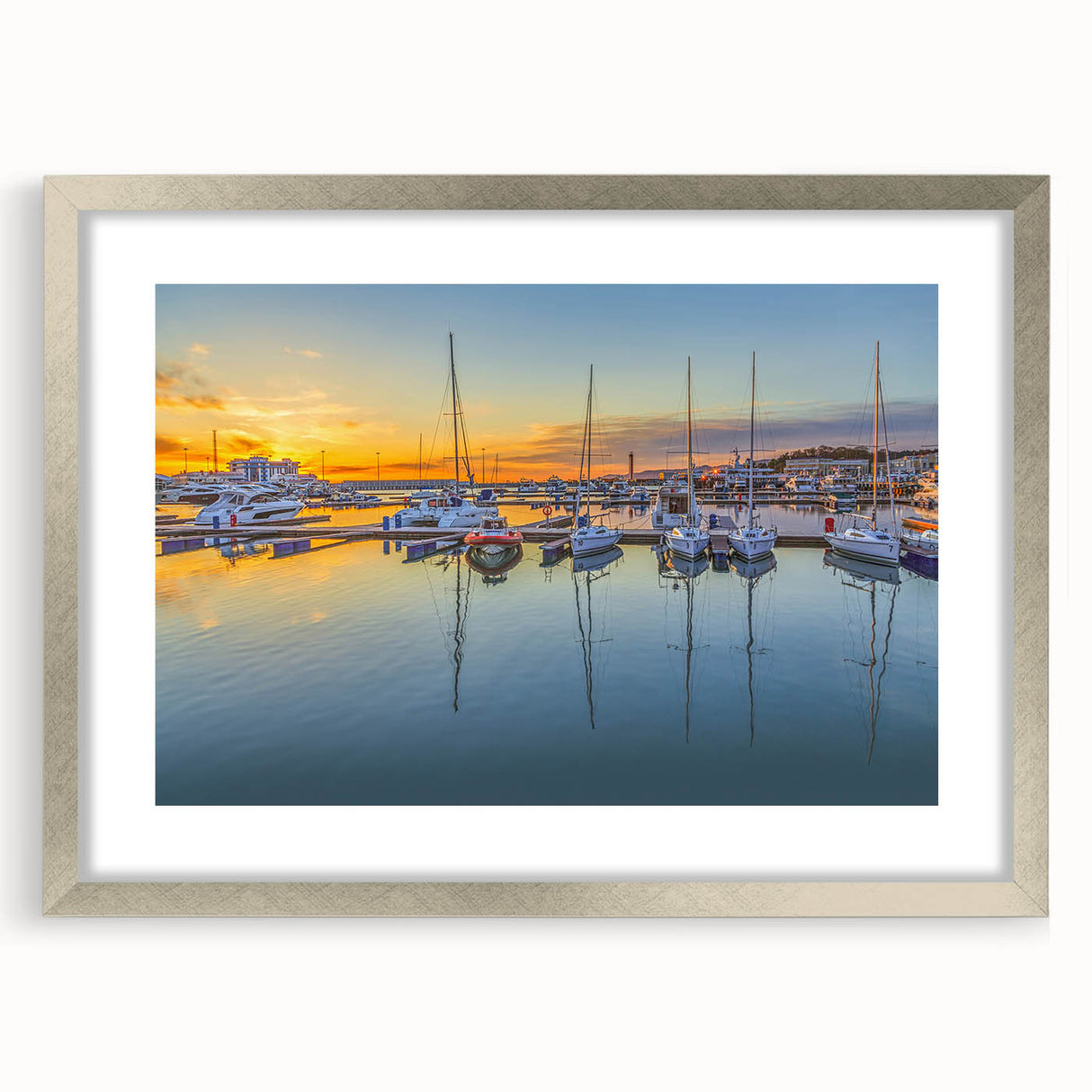 Extra large abstract art print of a textured Sochi scenery in silver frame, ideal for living room wall decor.