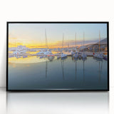 Large abstract wall art of Sochi scenery in mid-century modernist style, acrylic print in black frame.