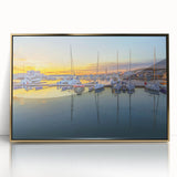 Acrylic print of Sochi landscape with gold frame, featuring muted earth tones, ideal for modern art wall decor.