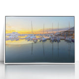 Mid-century modernist art depicting Sochi scenery in muted colors on a white-framed acrylic, ideal for modern art wall decor.