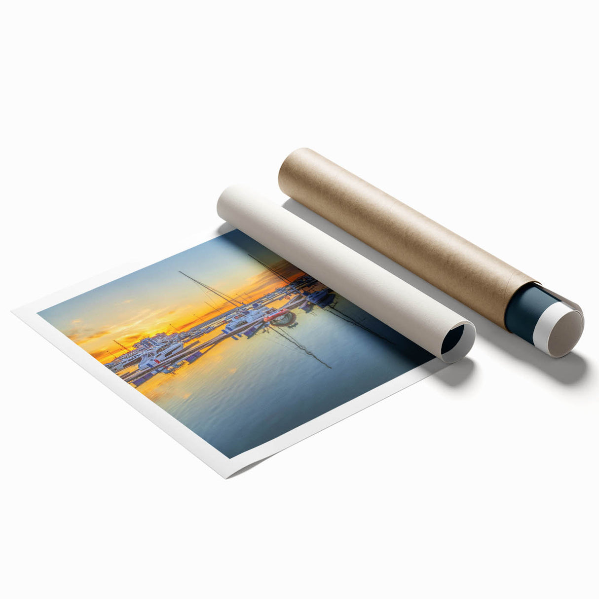 Extra large rolled print of Sochi landscape with floral foreground in soft blue and green tones.