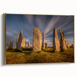 Framed canvas wall art featuring a vintage-style Scottish landscape in muted earth tones, ideal for bedroom decor.