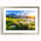 Extra large abstract art print of a European scenery in muted earth tones on a framed canvas, ideal for living room decor.