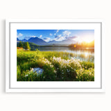 Textured abstract art print of a European landscape in muted earth tones on a framed white mat, suitable for bedroom decor.