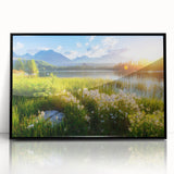 Large abstract wall art depicting a Slovakian landscape in muted earth tones on a framed acrylic panel.