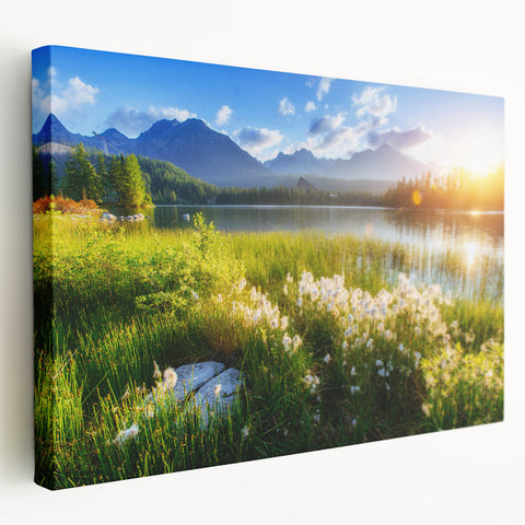 Landscape painting of a European village on stretched canvas, featuring muted earth tones, ideal for kitchen wall art.