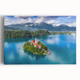 Black and white photograph of a Slovenian landscape on large stretched canvas, ideal for kitchen wall art.