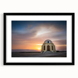 Extra large abstract art print of Andalucia scenery in vibrant colors on a textured canvas, framed in black.