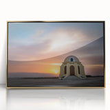 Mid-century modernist art depicting Andalucia, Spain, in acrylic with gold frame, ideal for nursery wall art.